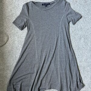 Calvin Klein Black White Striped Short Sleeve Swing Dress